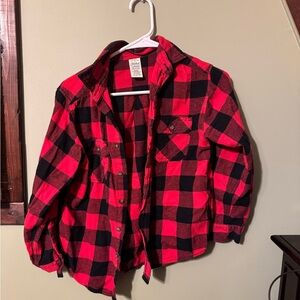 Faded Glory Red and Black Plaid Kids Shirt